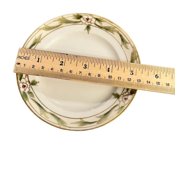 Nippon Hand Painted Floral Footed Bowl With Under Plate Vintage Gold Detail - Picture 5 of 9